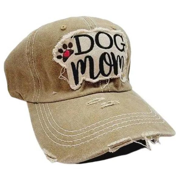 Accessories - Dog Mom Distressed Relaxed Cotton Buckle Strap Full Cover Animal Love Pup Outdoo